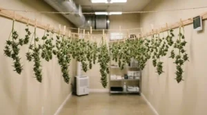 Cannabis branches drying