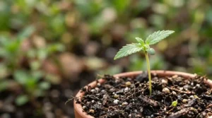 Cannabis seedling emerging