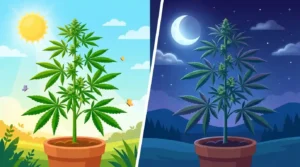 Cannabis plant daytime nighttime