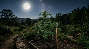 Cannabis plant growing outdoors
