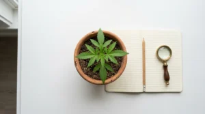 Cannabis plant notebook pencil